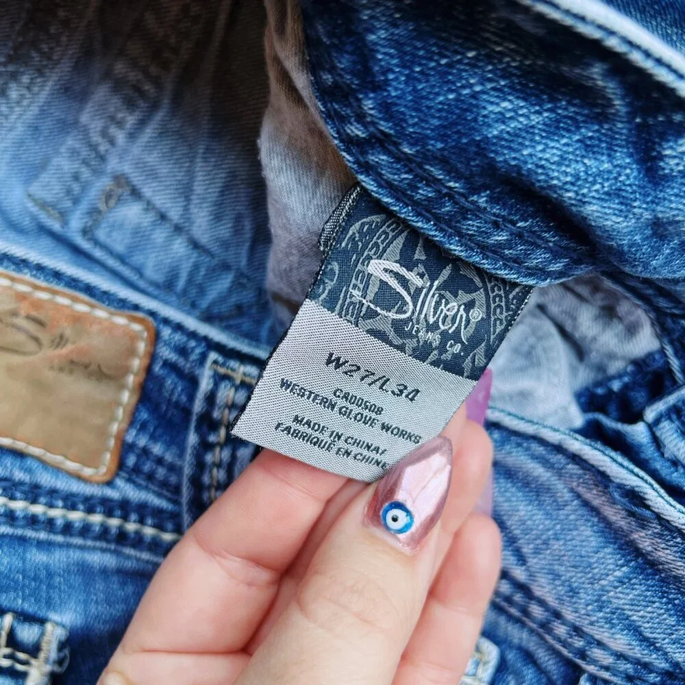 Silver Jeans Suki Bootcut Jeans 27x31 Y2K Boho Low Rise Flare Festival Denim - Picture 7 of 11
